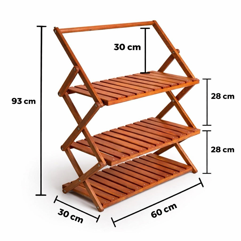 Kvox Stack Katlanır Çok Amaçlı Ahşap Kamp Rafı - Handmade
